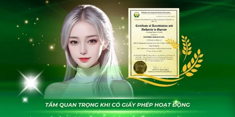 Giấy phép hoạt động trực quan, minh bạch – đảm bảo tính pháp lý và an toàn cho người chơi.